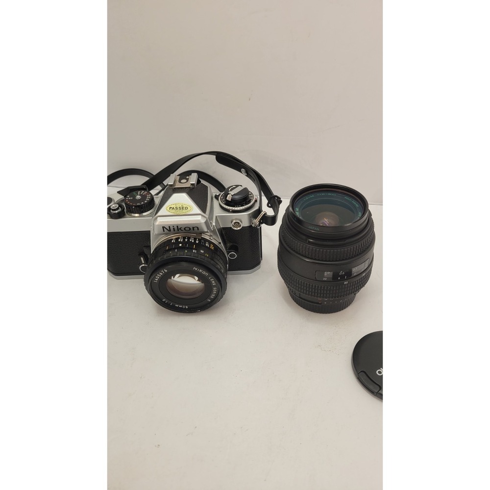 Nikon FE 35mm Film Camera w 50mm f1.8 Series E Quantaray 35-80mm Lens